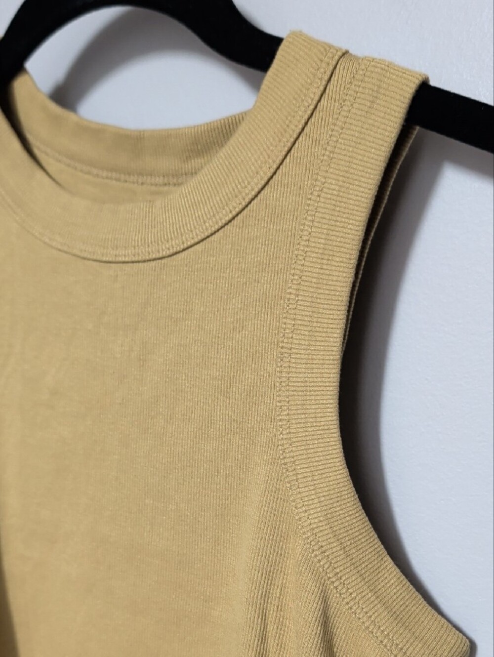 Madewell Ribbed Cropped Tank Top in Warm Tan - Picture 2 of 5